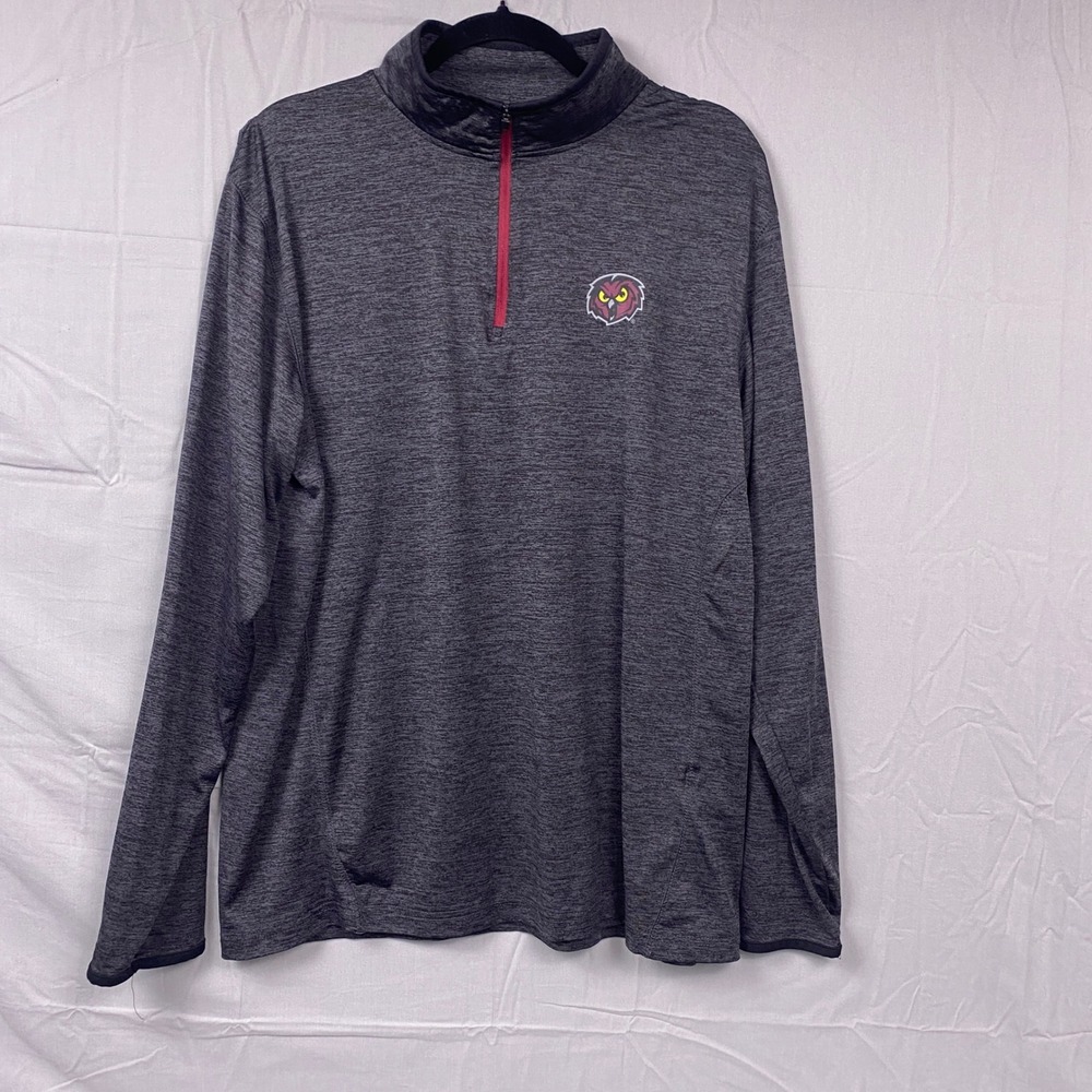 Colosseum Temple Owls Quarter Zip Pullover Men Large Gray Space Dye Performance